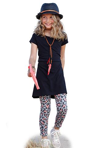 Набор из 2 предметов от : платье и леггинсы для девочек CFL. Цвет: чёрный + леопардовый рисунок
