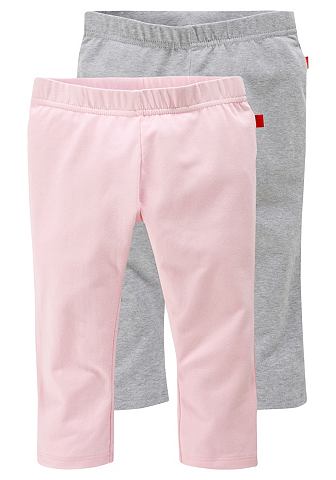 Леггинсы капри для девочек, (2 пары) CFL. Цвет: розовый + серый меланж