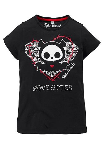 , футболка «Love Bites» для девочек SKELANIMALS. Цвет: чёрный