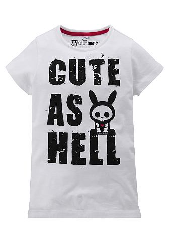 , футболка «Cute As Hell», для девочек SKELANIMALS. Цвет: белый
